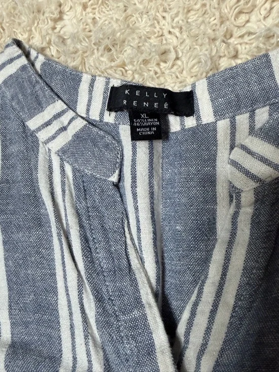 Women’s XL Kelly Renee Sleeveless Blue & White Stripe One-Piece Romper - Picture 4 of 5